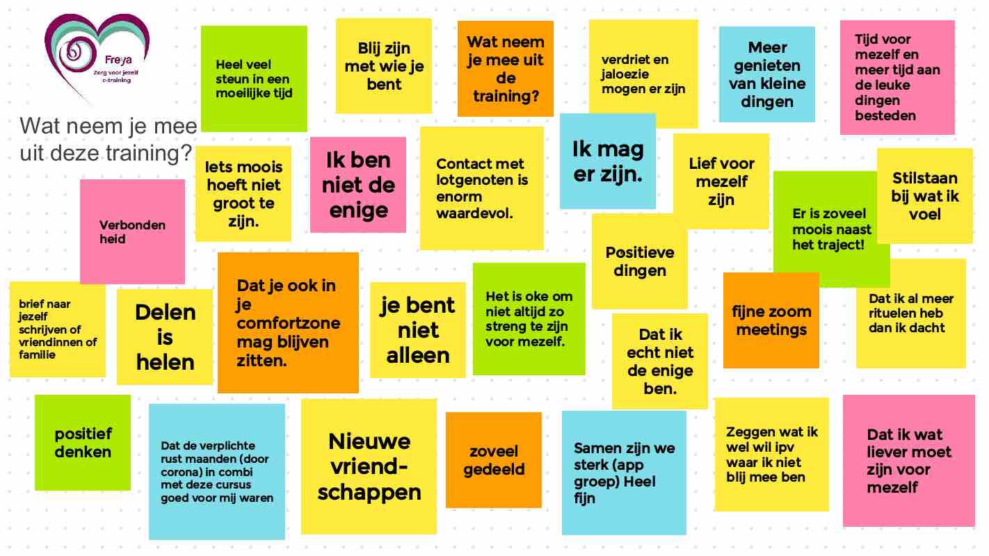 1 November: Start basistraining Zorg voor Jezelf - Freya